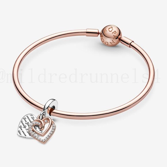 Pandora Entwined Hearts Double Dangle Charm - Picture 4 of 5